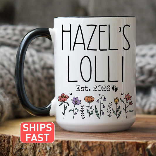 First Time Lolli Mug, New Lolli Baby Name Gift, First Grandchild Mug, Personalized new Lolli Present, First Mothers day Lolli Mug