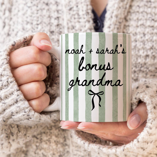 Bonus Grandma Mug, Personalized Step Grandma Mug, Grandkids Names Gift, Custom Step Grandma Present, Step Grandmother Birthday Cup