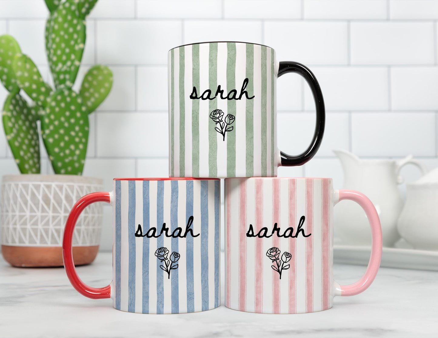 Name Birth Month Flower Mug, Custom name Gift, Personalized Name Flower Mug, Birth flower mug with name, Personalized Birthday Gift