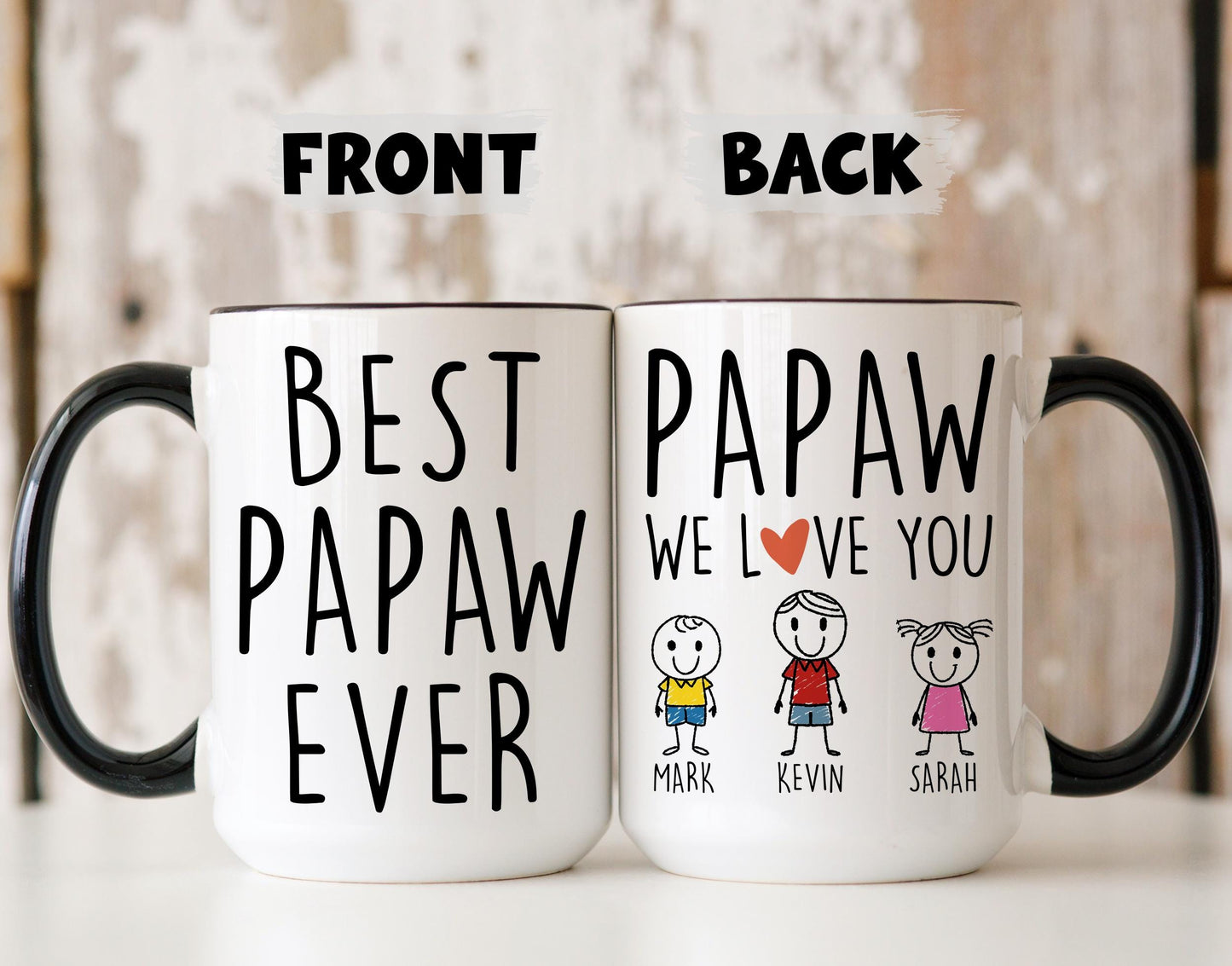 Papaw Mug, Personalized Papaw Gift, Papaw Father's day Mug, Gift For Papaw from Grandkids, Custom Papaw Grandkids Names Mug, Best Papaw Mug