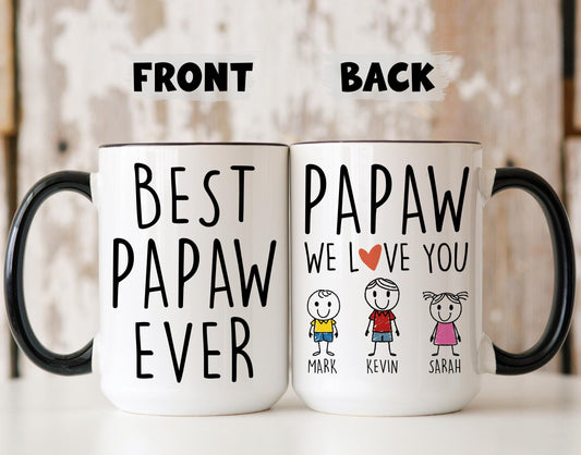Papaw Mug, Personalized Papaw Gift, Papaw Father's day Mug, Gift For Papaw from Grandkids, Custom Papaw Grandkids Names Mug, Best Papaw Mug