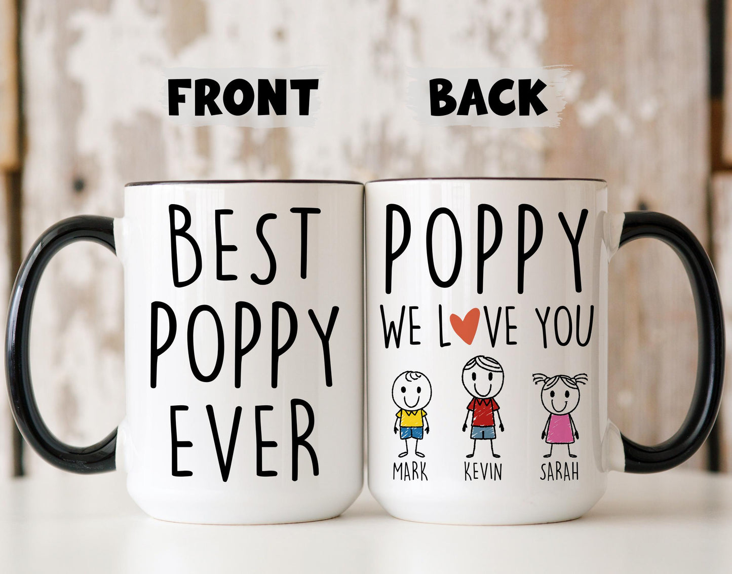 Poppy Mug, Personalized Poppy Gift, Poppy Father's day Mug, Gift For Poppy from Grandkids, Custom Poppy Grandkids Names Mug, Best Poppy Mug