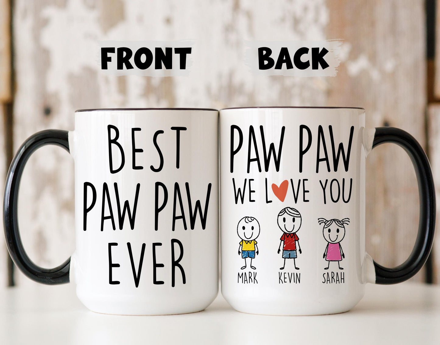 Paw Paw Mug, Personalized Paw Paw Gift, Paw Paw Father's day Mug, Custom Gift For Paw Paw from Grandkids Names Mug, Best Paw Paw Mug