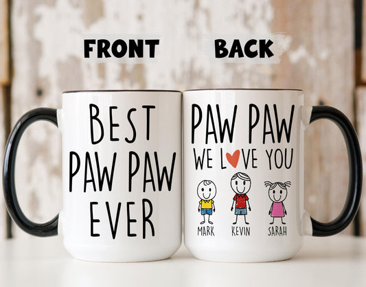 Paw Paw Mug, Personalized Paw Paw Gift, Paw Paw Father's day Mug, Custom Gift For Paw Paw from Grandkids Names Mug, Best Paw Paw Mug
