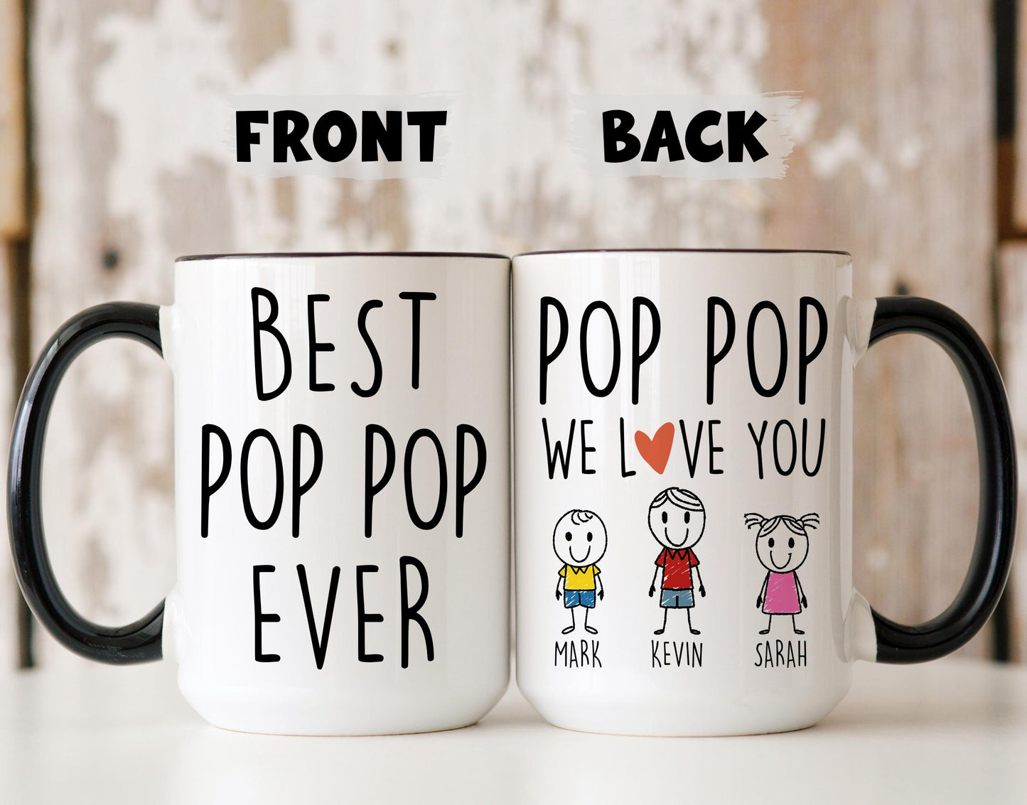 Pop Pop Mug, Personalized Pop Pop Gift, Pop Pop Father's day Mug, Custom Gift For Pop Pop from Grandkids Names Mug, Best Pop Pop Mug