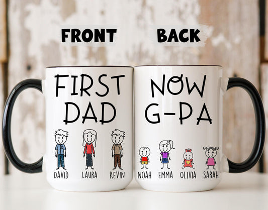 Now G-Pa Dad Mug, Personalized G-Pa Gift from Grandkids Names, G-Pa Father's Day Gift, Custom G-Pa Mug, G-Pa Granddaughter Birthday Gift
