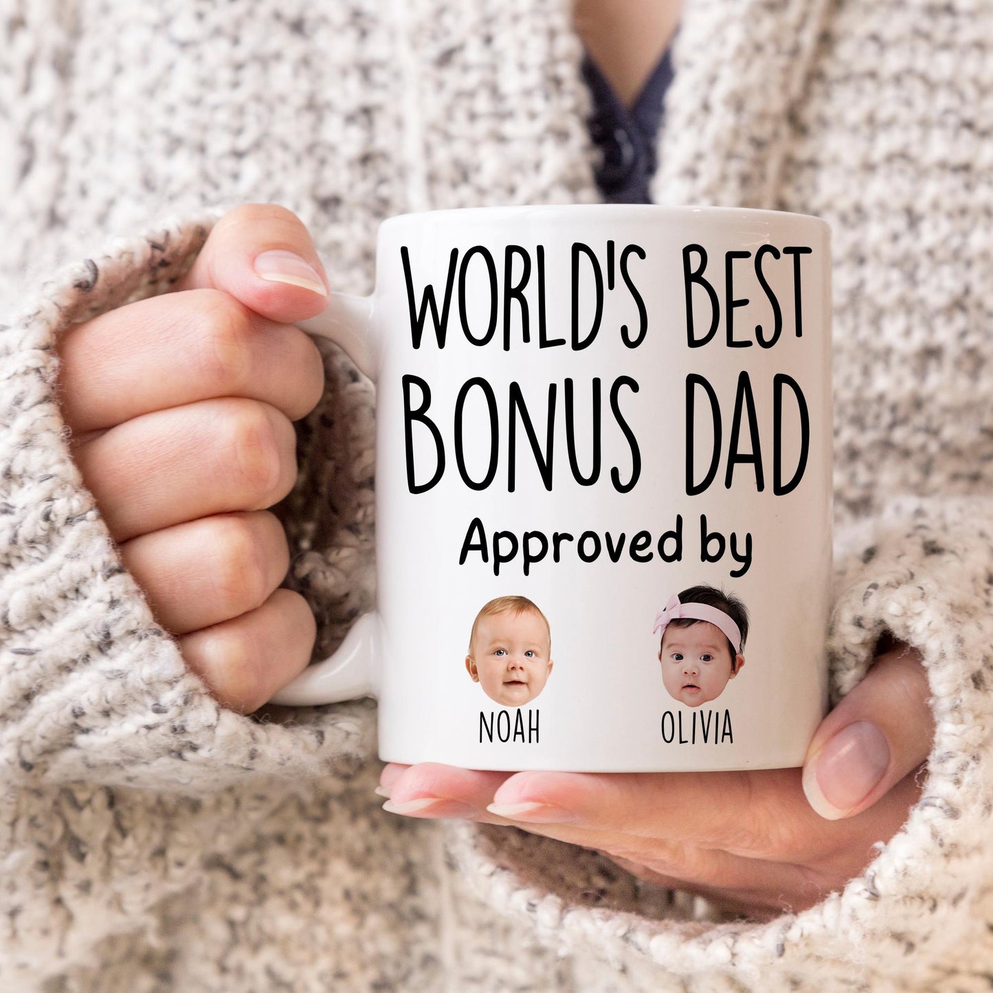 Bonus Dad Mug, Personalized Bonus Dad Gift, Stepdad Baby Photo Mug, Step Dad Mug from Kids, Custom Step Dad Birthday Father's day Gift