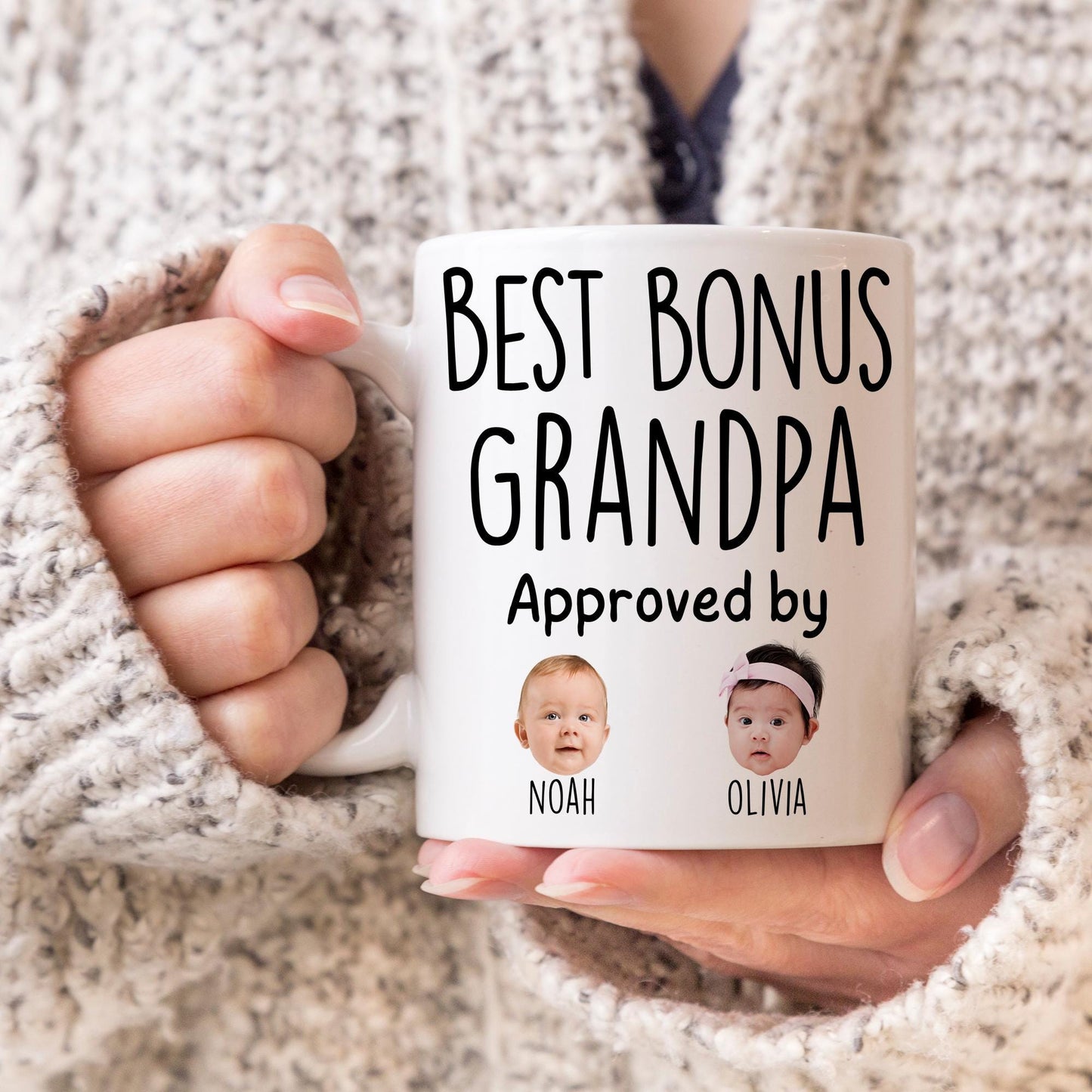 Bonus Grandpa Gift, Personalized Step Grandpa Mug, Custom Bonus Grandpa Gift, Step Grandpa Gift from grandkids, Step Grandpa Baby Photo Mug