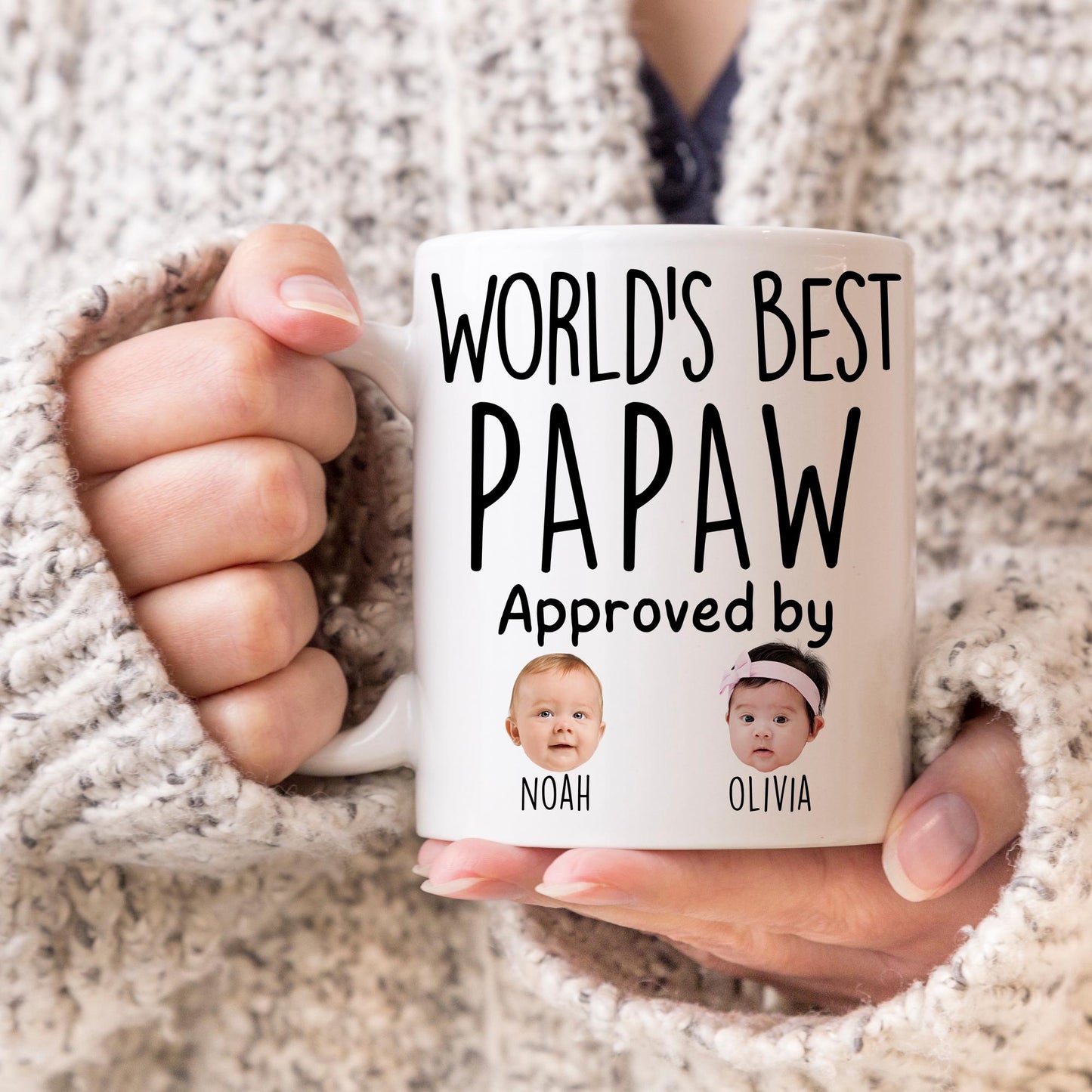 Papaw Gift, Personalized Papaw Mug, Custom Papaw Gift, Papaw Gift from grandkids, Papaw Baby Photo Mug, Best Papaw Birthday Christmas Mug