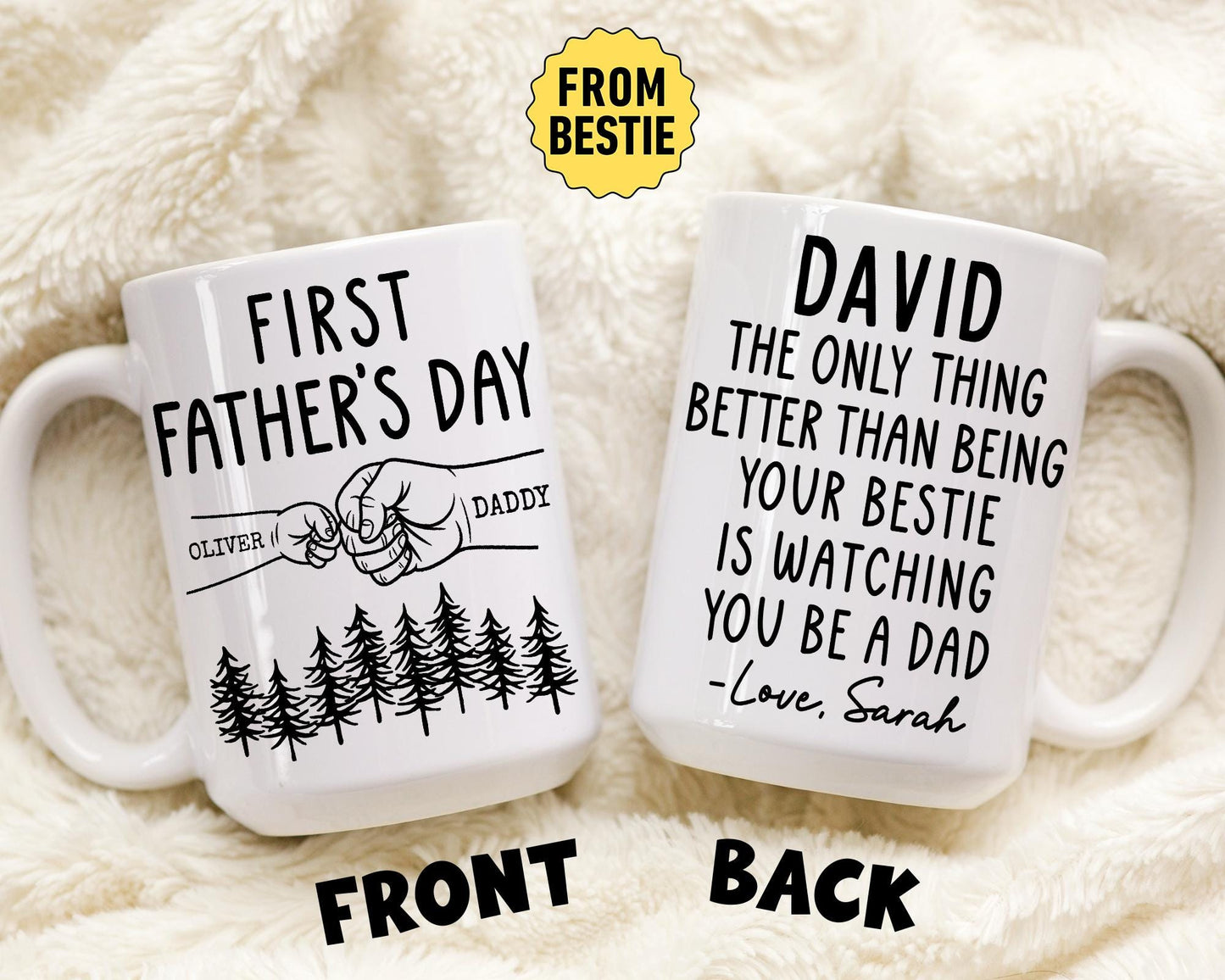 First Father’s Day Gift, Personalized New Dad Mug, First Time Dad Gift from Mom, Custom 1st Father's Day Mug from Wife, New Father Present