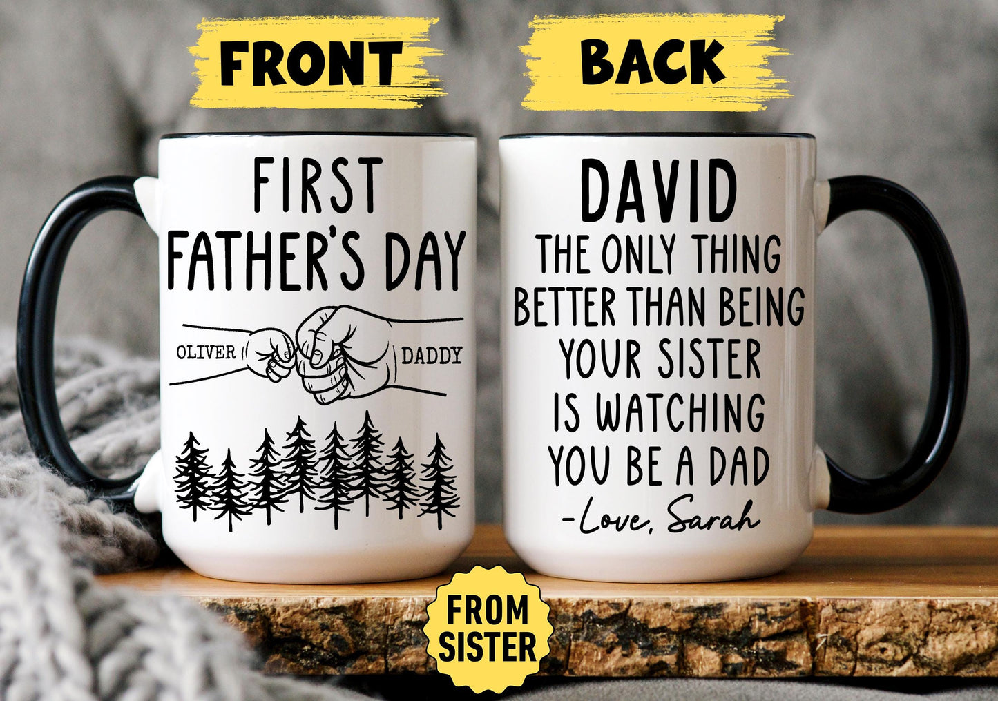 First Father’s Day Gift, Personalized New Dad Mug, First Time Dad Gift from Mom, Custom 1st Father's Day Mug from Wife, New Father Present