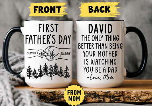 First Father’s Day Gift, Personalized New Dad Mug, First Time Dad Gift from Mom, Custom 1st Father's Day Mug from Wife, New Father Present