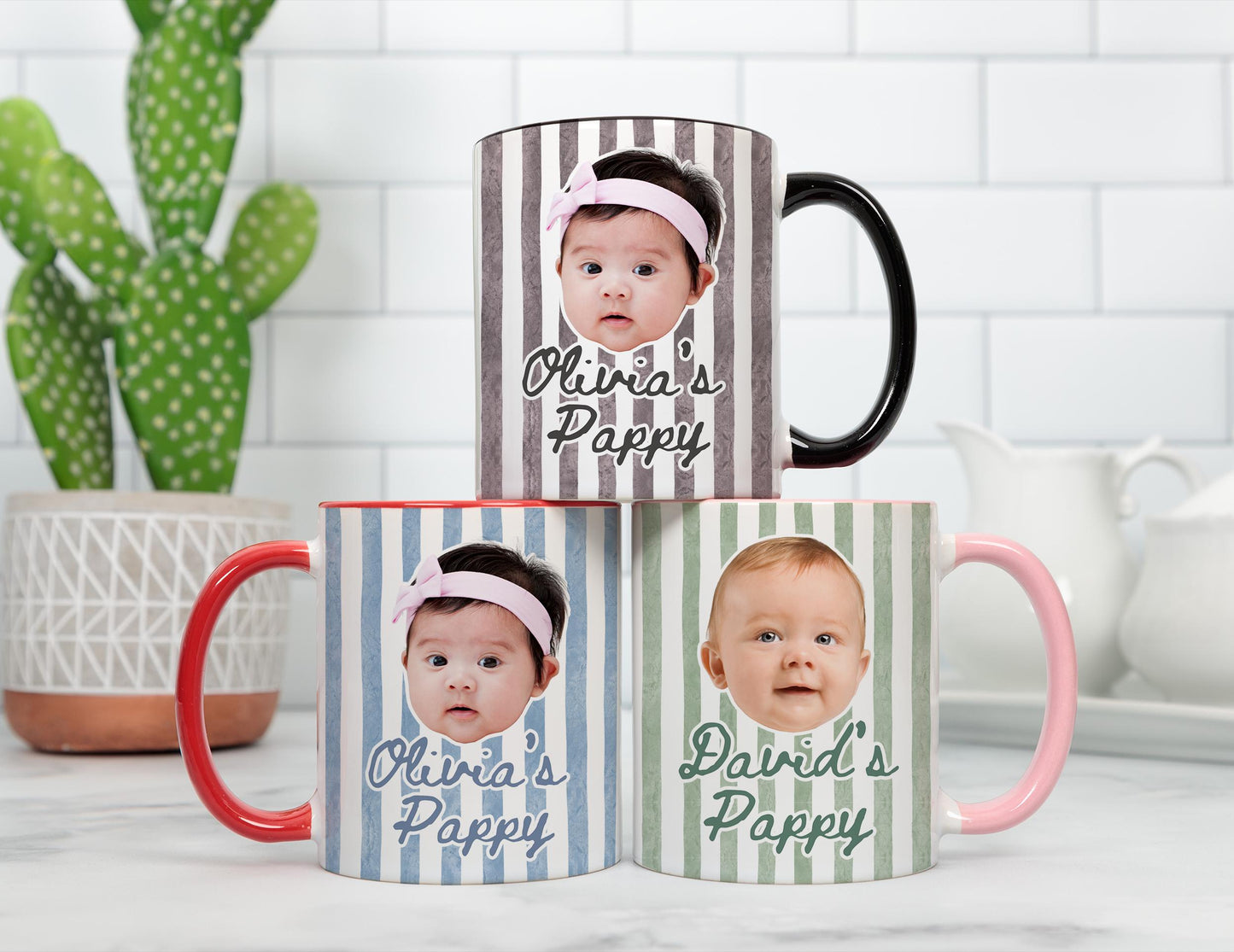 Pappy Baby Face Mug, Personalized Pappy gift, Pappy Baby Photo Fathers Day Mug, Baby Face Photo Mug Pappy Birthday, Custom Pappy Christmas