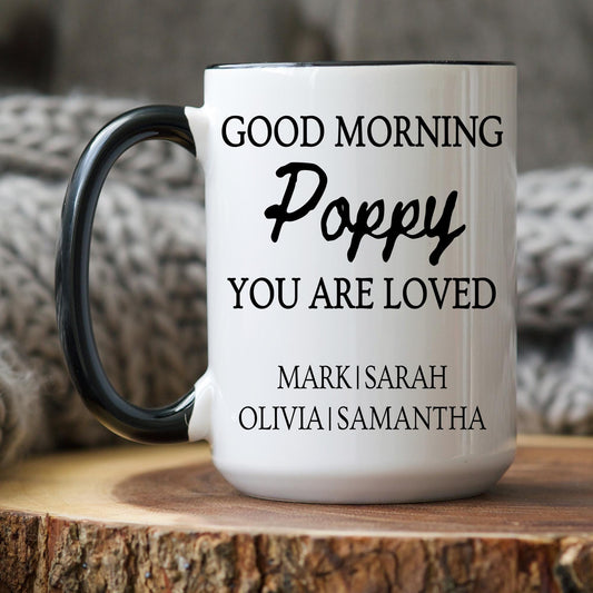 Poppy Mug, Personalized Poppy gift, Custom Poppy mug with Grandkids Names, Poppy Father's day Gift, Poppy Birthday Present grandchildren