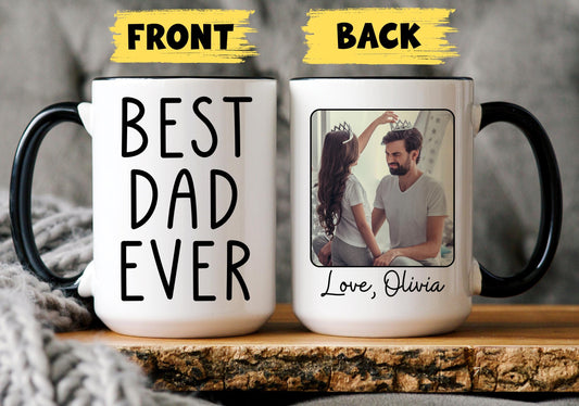 Best Dad Photo Mug, Personalized Dad Gift from Daughter, Custom Dad Picture Mug, Dad Mug With Photo, Dad Gift From Kids, Custom Dad Mug