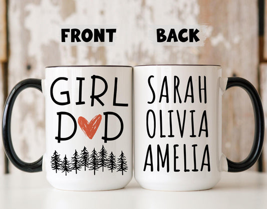 Girl Dad Mug, Personalized Girl Daddy gift, Dad of Girls mug, Dad Gift from Daughters, Dad Father's day Birthday Mug, Dad Daughter Names Mug