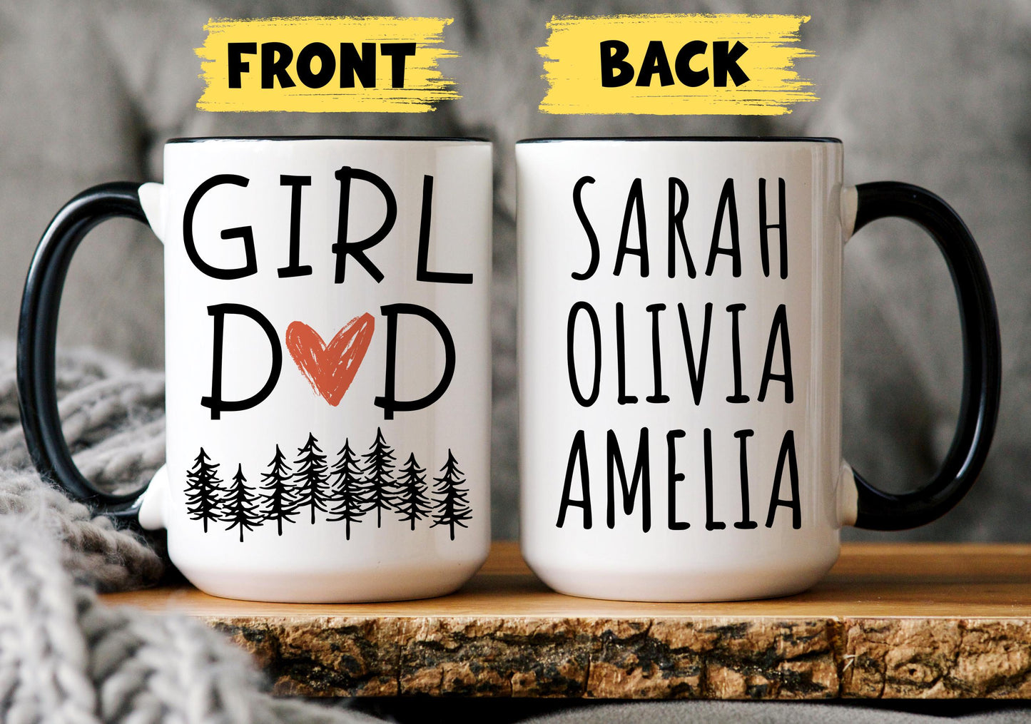 Girl Dad Mug, Personalized Girl Daddy gift, Dad of Girls mug, Dad Gift from Daughters, Dad Father's day Birthday Mug, Dad Daughter Names Mug