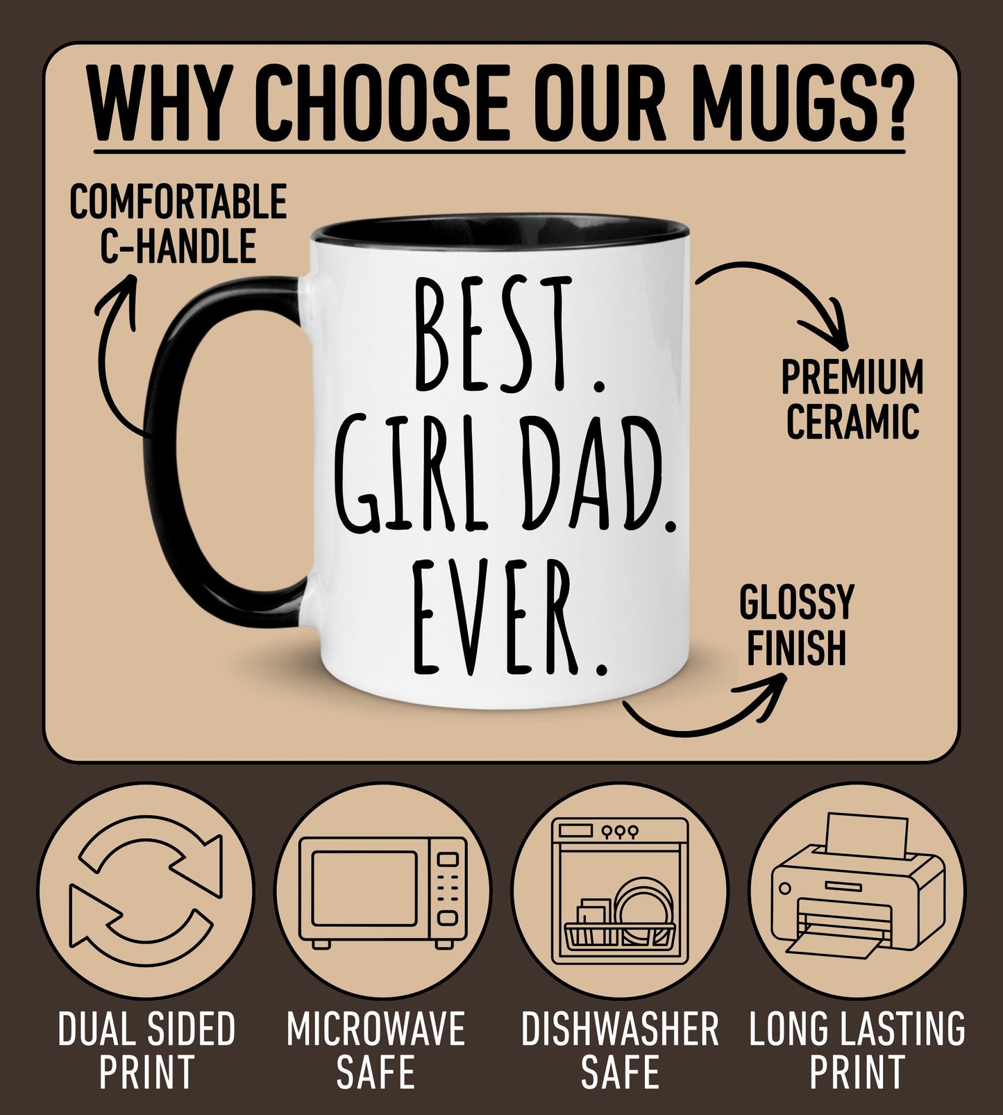 Best Girl Dad Mug, Personalized Girl Daddy gift, Dad of Girls mug, Dad Gift from Daughters, Dad Father's day Birthday Mug, Dad Daughter Name