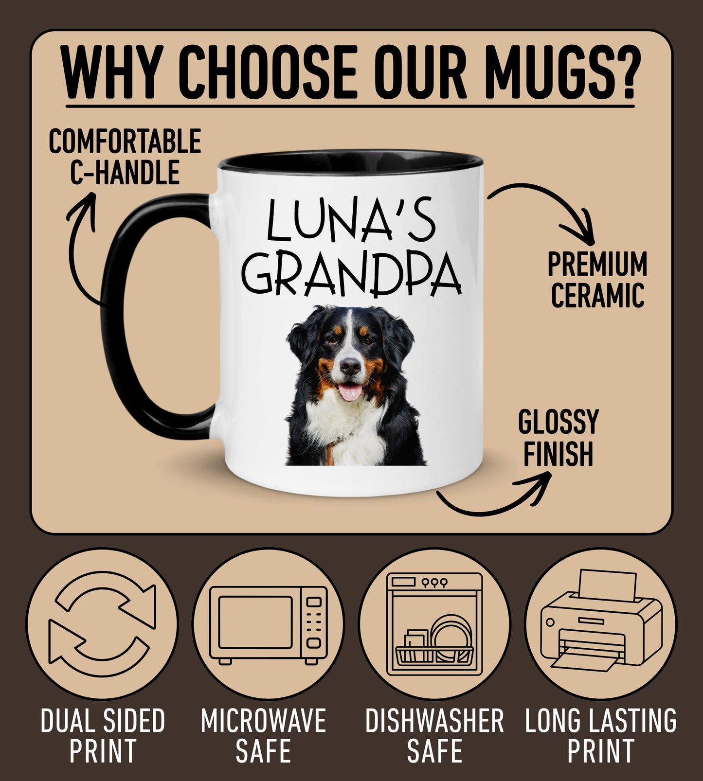 Dog Grandpa Photo Mug, Custom Dog Grandpa Gift, Dog Papa  Mug, Custom Grandpaw Mug, Dog Grandpaw Gift, Dog Grandfather Mug, Dog Photo Gift