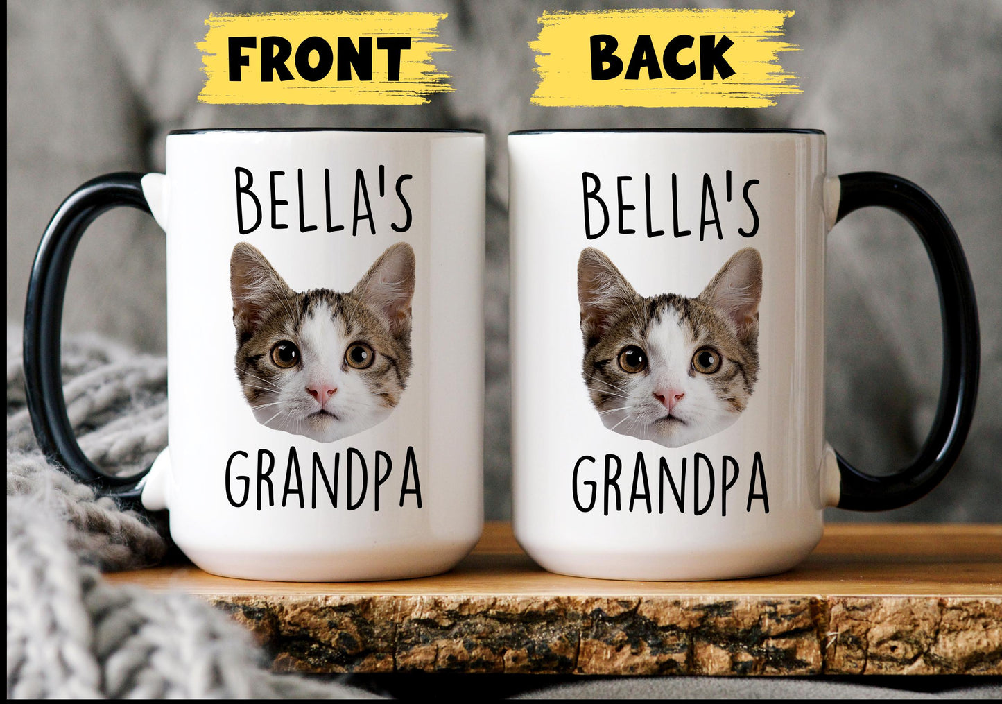 Cat Grandpa Photo Mug, Custom Cat Grandpa Gift, Cat Papa Mug, Custom Cat Papa Mug, Cat Grandpaw Gift, Cat Grandfather Mug, Cat Photo Gift
