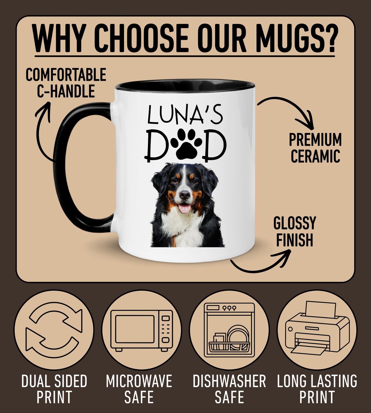 Dog Dad Mug, Personalized Dog Mug, Dog Dad Gift, Dad Gift from Dog, Dad Dog Coffee Mug, Dad Dog Photo Gift, Pet Photo Name Mug,  Daddy Dog