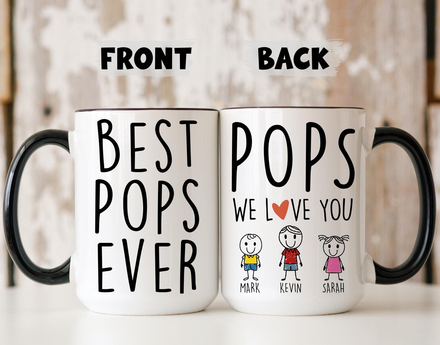Pops Mug, Personalized Pops Gift, Pops Father's day Mug, Gift For Pops from Grandkids, Custom Pops Grandkids Name Mug, Personalized for Pops