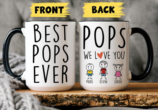 Pops Mug, Personalized Pops Gift, Pops Father's day Mug, Gift For Pops from Grandkids, Custom Pops Grandkids Name Mug, Personalized for Pops