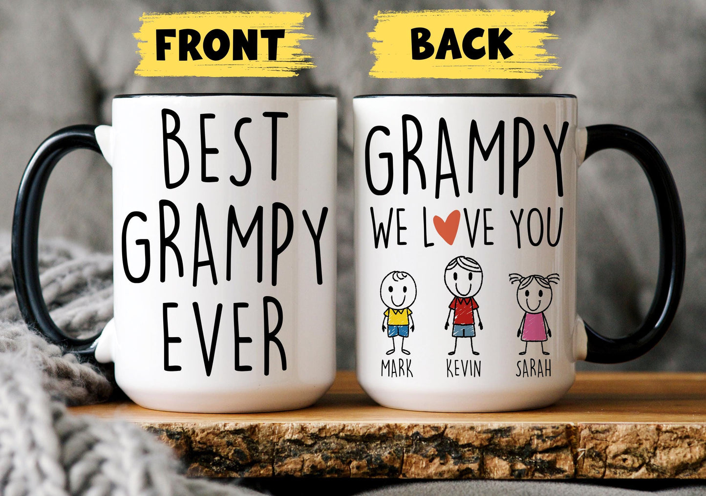 Grampy Mug, Personalized Grampy Gift, Grampy Father's day Mug, Gift For Grampy from Grandkids, Custom Grampy Grandkids Name Mug, Best Grampy