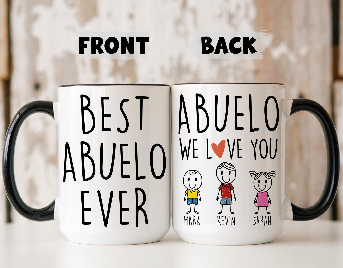 Abuelo Mug, Personalized Abuelo Gift, Abuelo Father's day Mug, Gift For Abuelo from Grandkids, Custom Abuelo Grandkid Name Mug, Best Abuelo