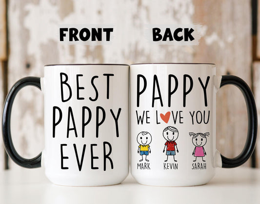 Pappy Mug, Personalized Pappy Gift, Pappy Father's day Mug, Gift For Pappy from Grandkids, Custom Pappy Grandkids Names Mug, Best Pappy Mug