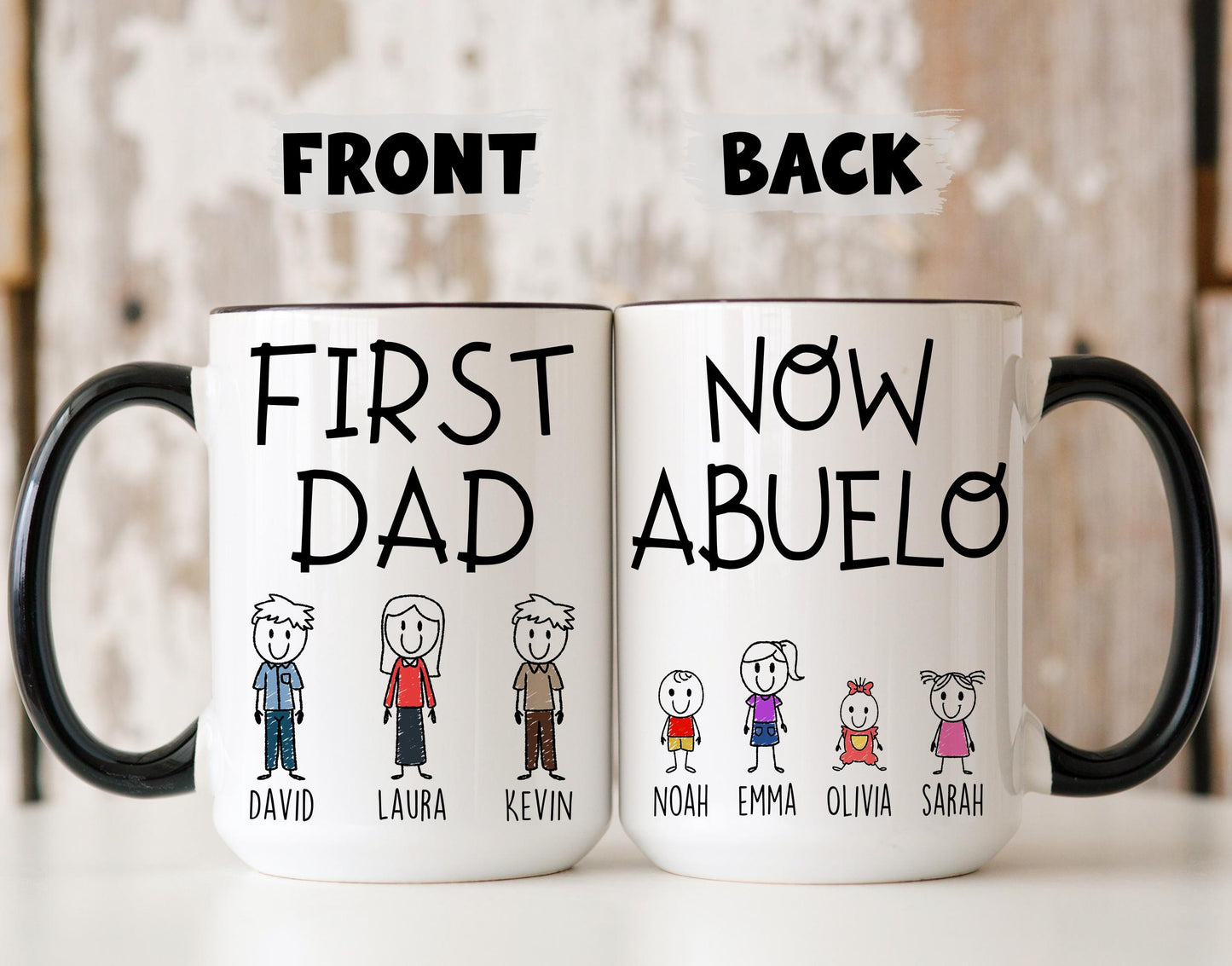 Now Abuelo Dad Mug, Personalized Abuelo Gift from Grandkids Names, Abuelo Father's Day Gift, Custom Abuelo Mug, Abuelo Granddaughter Gift