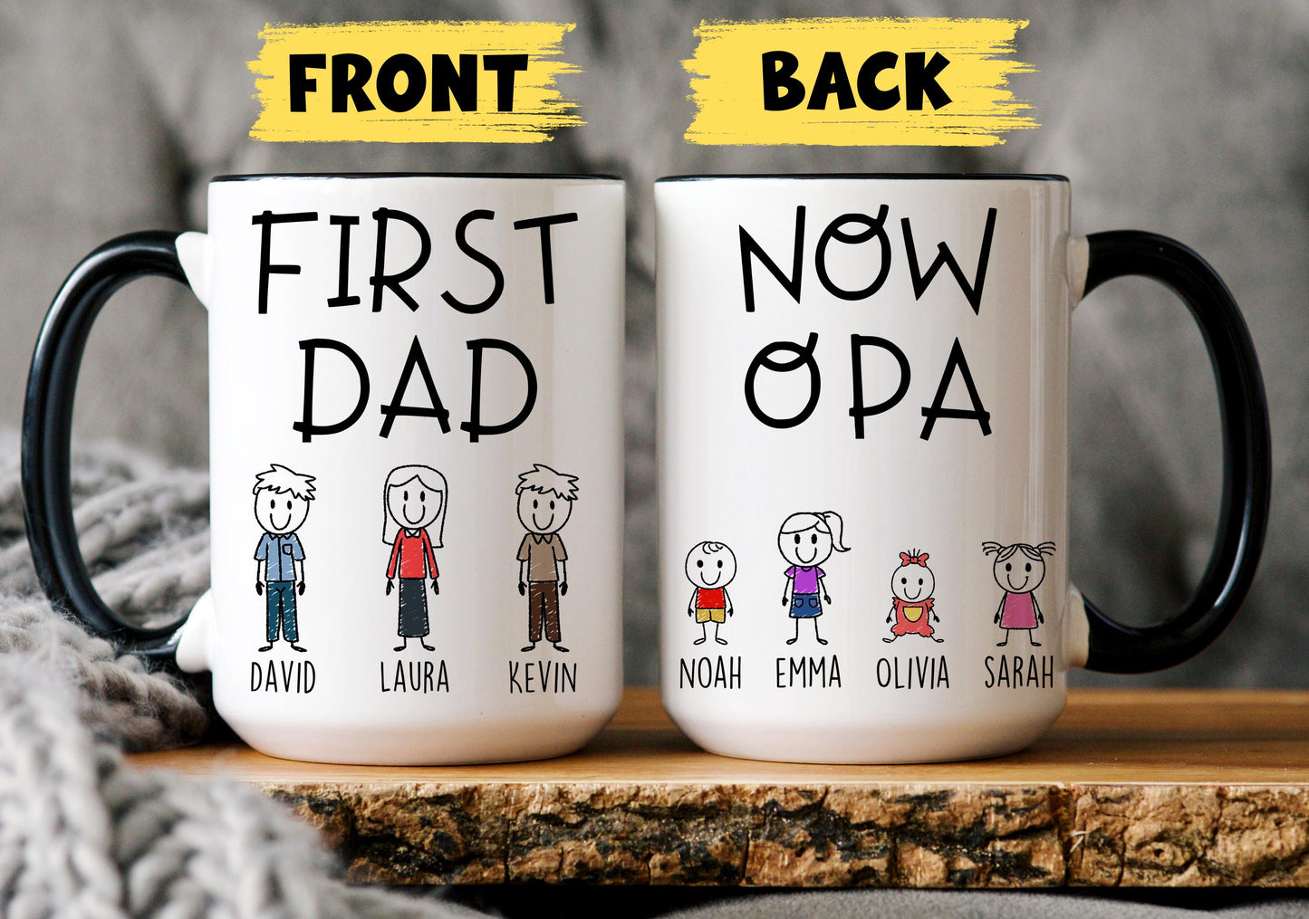 Now Opa Dad Mug, Personalized Opa Gift from Grandkids Names, Opa Father's Day Gift, Custom Opa Mug, Opa Granddaughter Birthday Gift