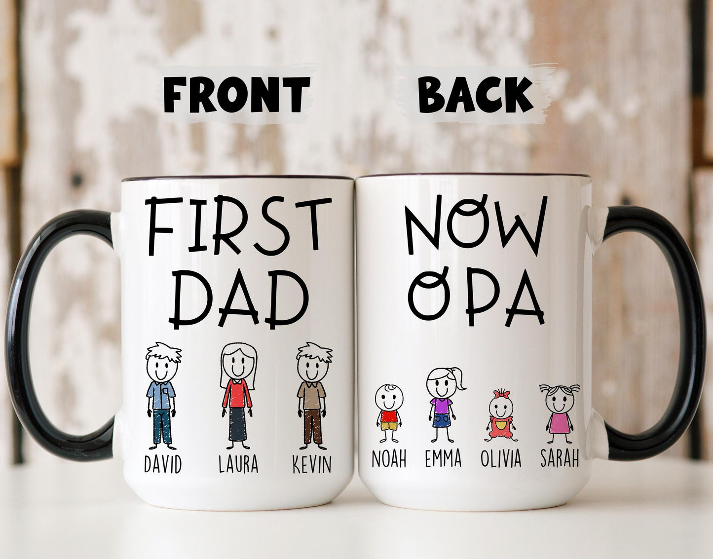 Now Opa Dad Mug, Personalized Opa Gift from Grandkids Names, Opa Father's Day Gift, Custom Opa Mug, Opa Granddaughter Birthday Gift