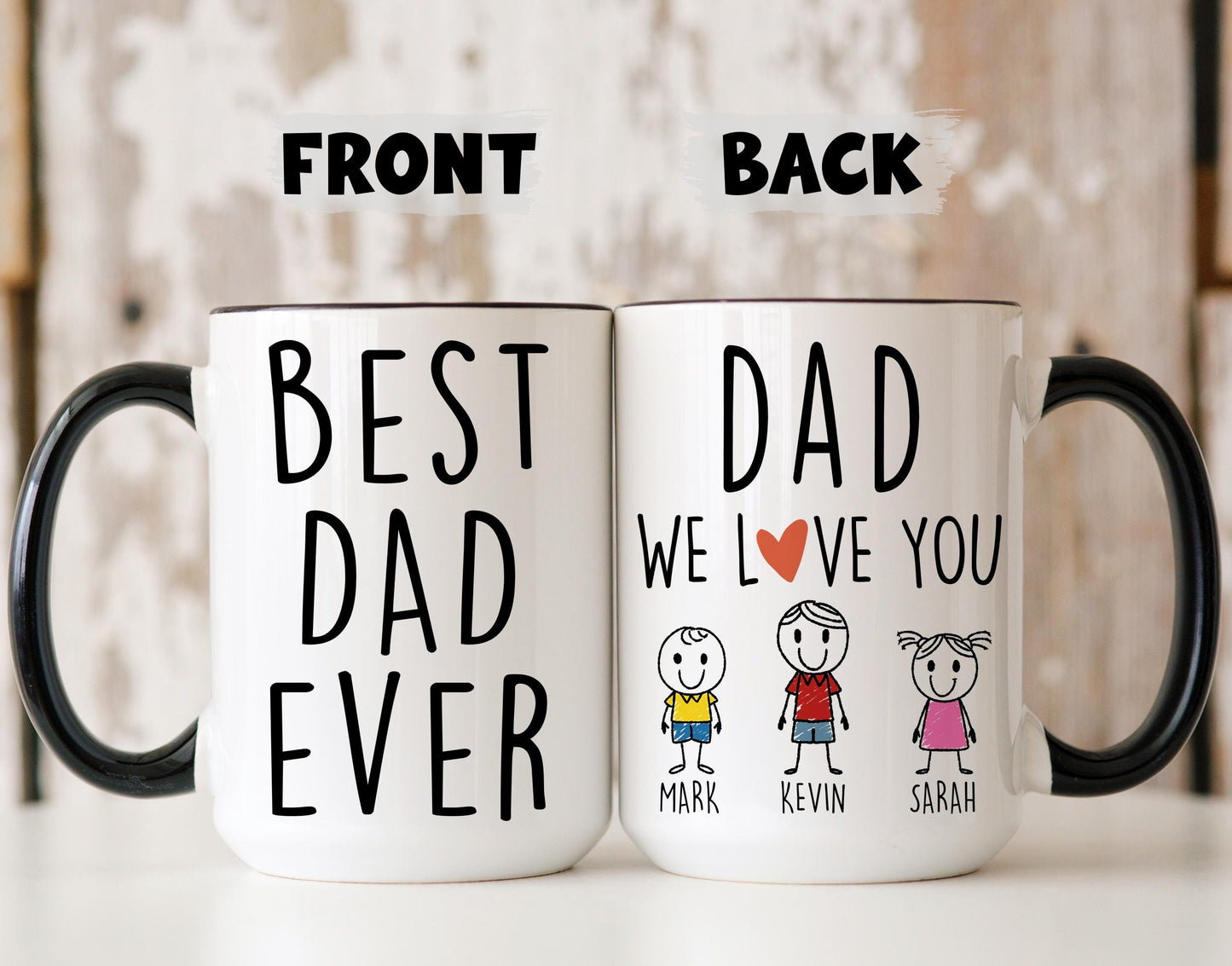 Dad Mug, Personalized Dad Gift, Dad Father's day Mug, Dad Kids Name Mug, Custom Dad Birthday Gift, Best Dad Mug, Dad Gift from Kids Children