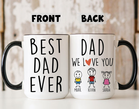Dad Mug, Personalized Dad Gift, Dad Father's day Mug, Dad Kids Name Mug, Custom Dad Birthday Gift, Best Dad Mug, Dad Gift from Kids Children