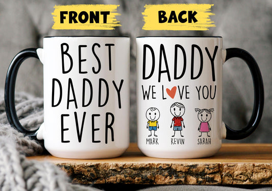 Daddy Mug, Personalized Daddy Gift, Daddy Father's day Mug, Daddy Kids Name Mug, Custom Daddy Birthday Gift, Daddy Gift from Kids Children