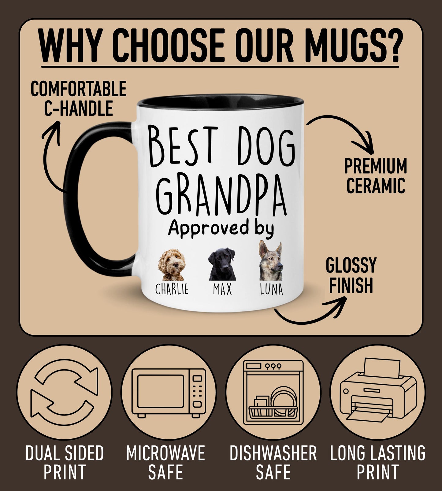 Dog Grandpa Mug, Personalized Dog Grandpa Mug, Dog Grandfather Mug, Dog Papa Grand Paw Mug, Dog Grandpaw Gift, Dog Poppy Pepaw Papaw Gift