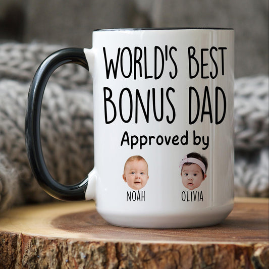 Bonus Dad Mug, Personalized Bonus Dad Gift, Stepdad Baby Photo Mug, Step Dad Mug from Kids, Custom Step Dad Birthday Father's day Gift