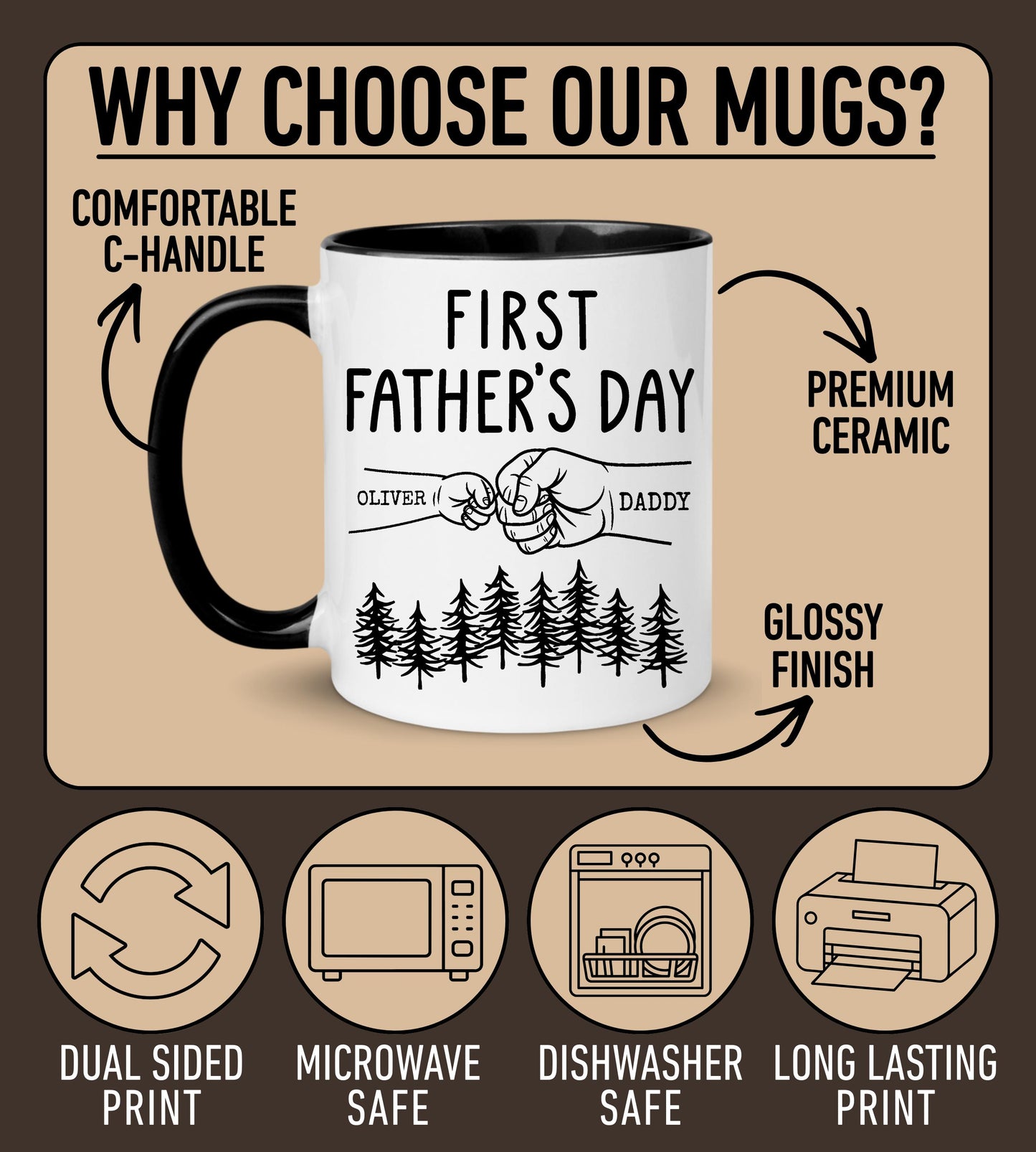 First Father’s Day Gift, Personalized New Dad Mug, First Time Dad Gift from Mom, Custom 1st Father's Day Mug from Wife, New Father Present
