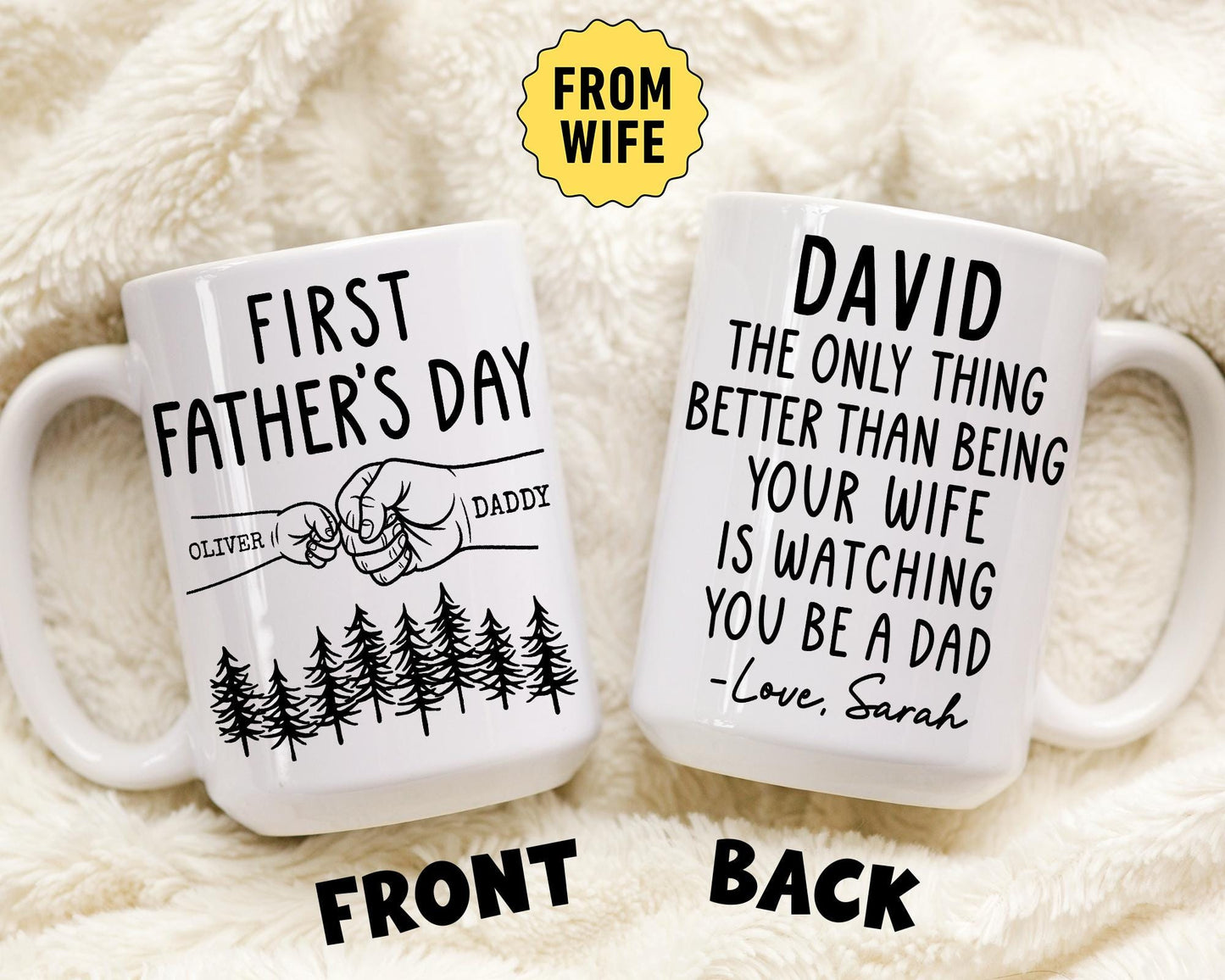 First Father’s Day Gift, Personalized New Dad Mug, First Time Dad Gift from Mom, Custom 1st Father's Day Mug from Wife, New Father Present