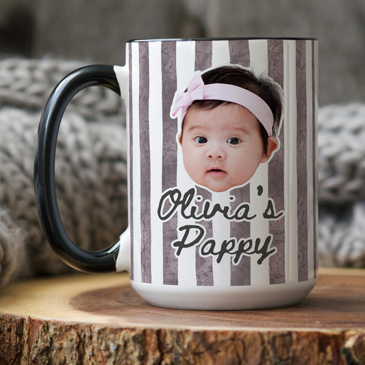 Pappy Baby Face Mug, Personalized Pappy gift, Pappy Baby Photo Fathers Day Mug, Baby Face Photo Mug Pappy Birthday, Custom Pappy Christmas