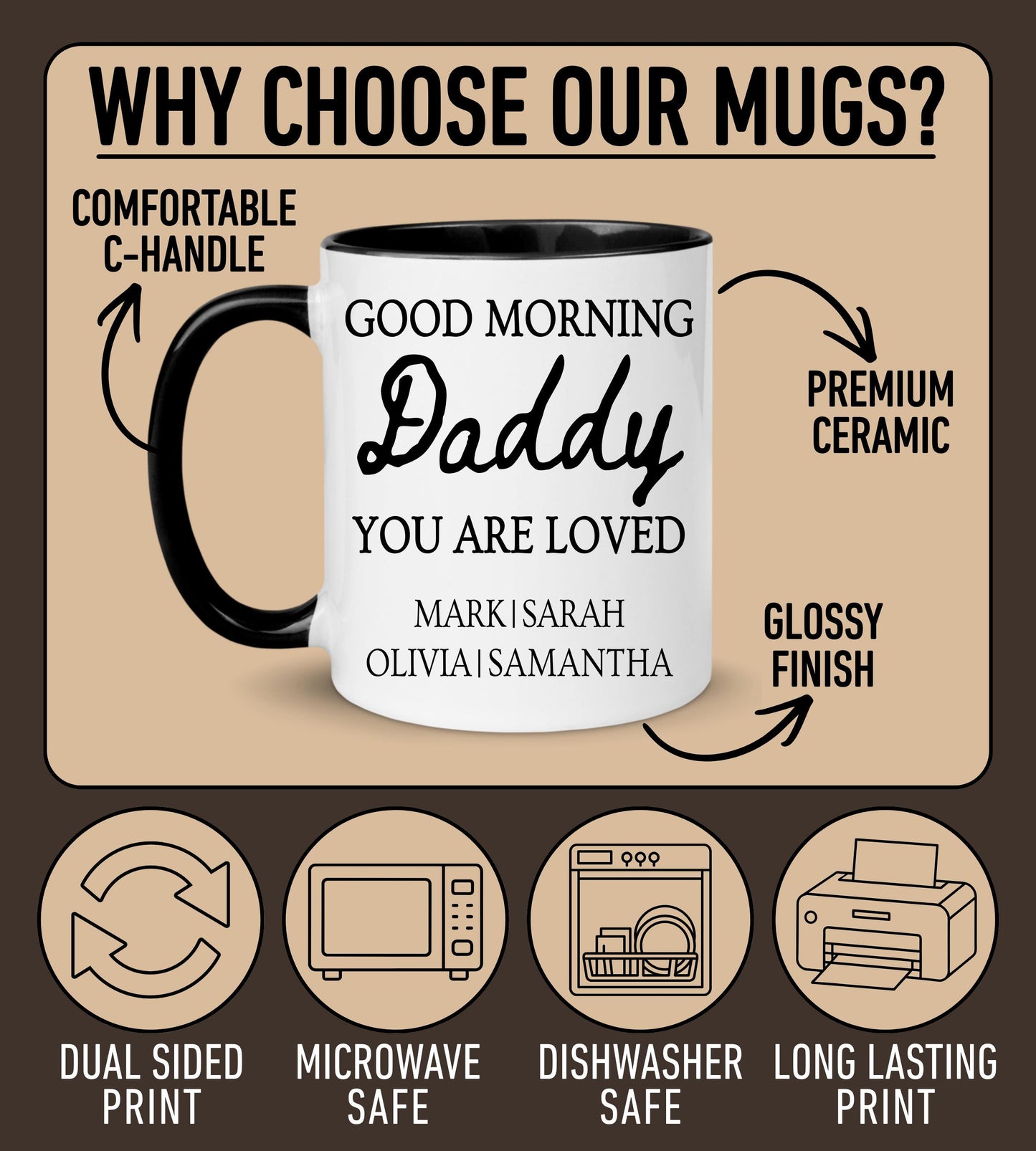 Daddy Mug, Personalized Daddy gift, Custom Daddy mug with Kids Names, Daddy Father's day Gift, Daddy Birthday children, Daddy Gift Daughter