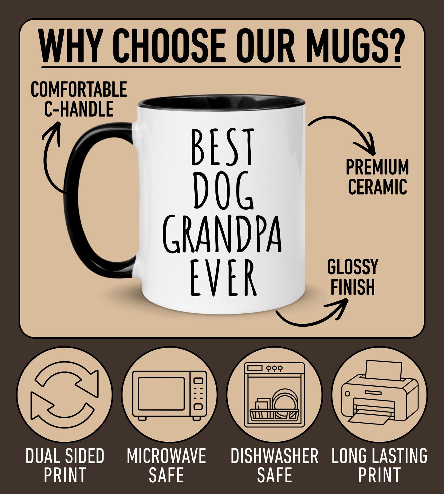 Best Dog Grandpa Mug, Personalized Dog Grandpa Gift, Dog Papa Mug, Custom Grandpaw Mug, Dog Grandpaw Gift, Dog Grandfather Present Birthday