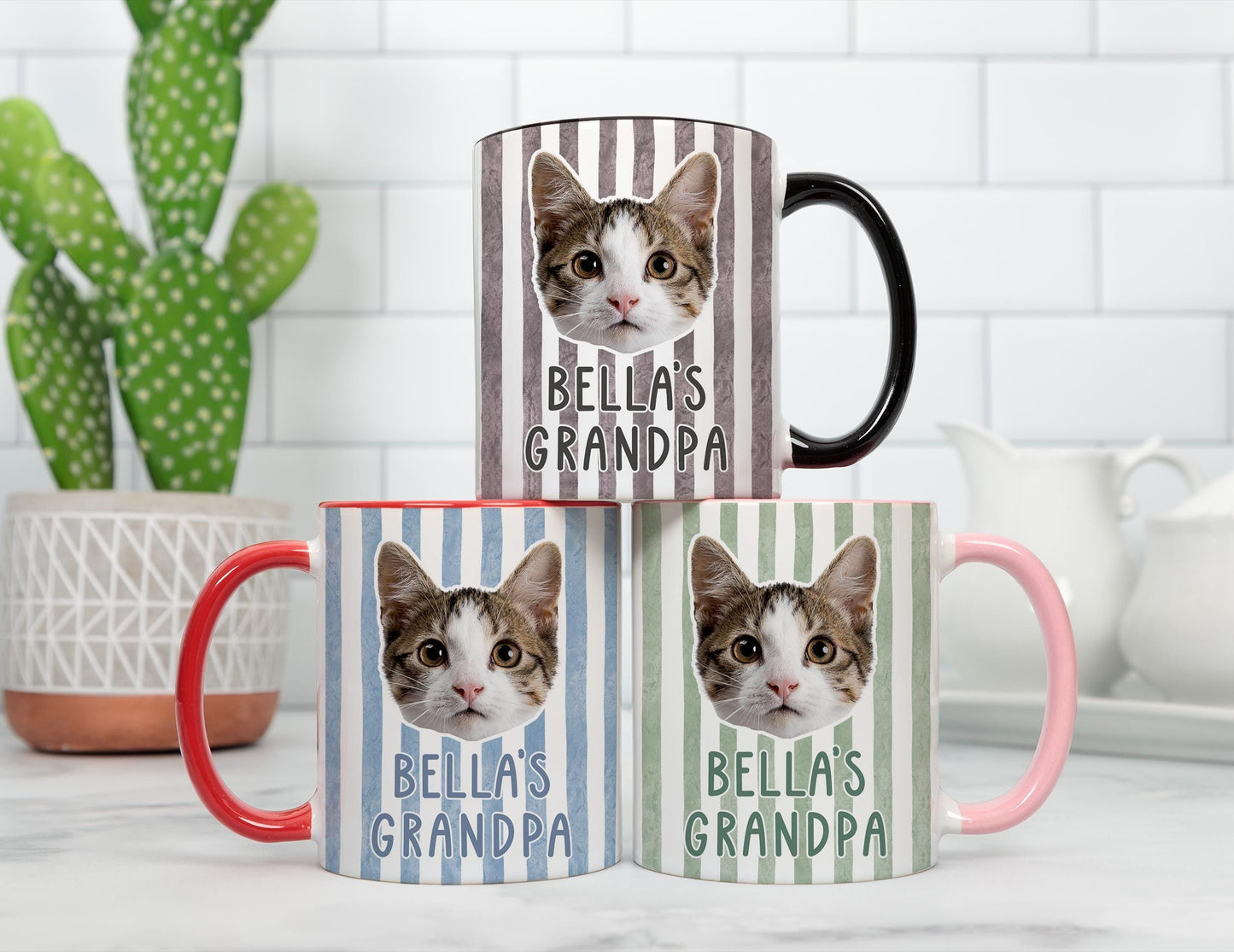 Cat Grandpa Photo Mug, Personalized Cat Photo Grandpa Gift, Cat Papa Photo Mug, Custom Grandpaw Mug, Cat poppy Gift, Cat Grandfather Mug