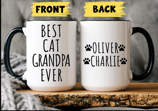 Best Cat Grandpa Mug, Personalized Cat Grandpa Gift, Cat Papa Mug, Custom Grandpaw Mug, Cat Grandpaw Gift, Cat Grandfather Present Birthday