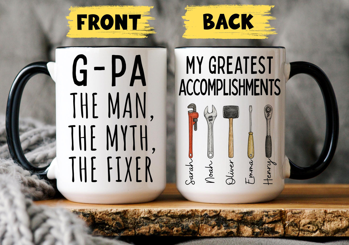 G-Pa Mug, Personalized G-Pa Gift, Custom G-Pa Mug from Grandkids Grandchildren, G-Pa Birthday Christmas Present, G-Pa Garage Mug