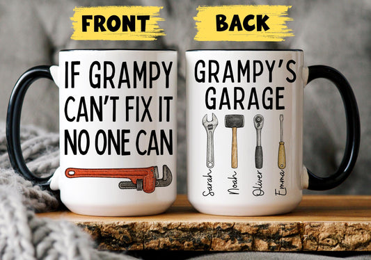 Grampy Mug, Personalized Grampy Gift, Custom Grampy Mug from Grandkids Grandchildren, Grampy Birthday Christmas Present, Grampy Garage Mug
