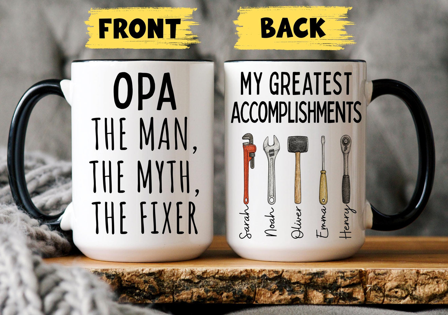 Opa Mug, Personalized Opa Gift, Custom Opa Mug from Grandkids Grandchildren, Opa Birthday Christmas Present, Opa Garage Mug