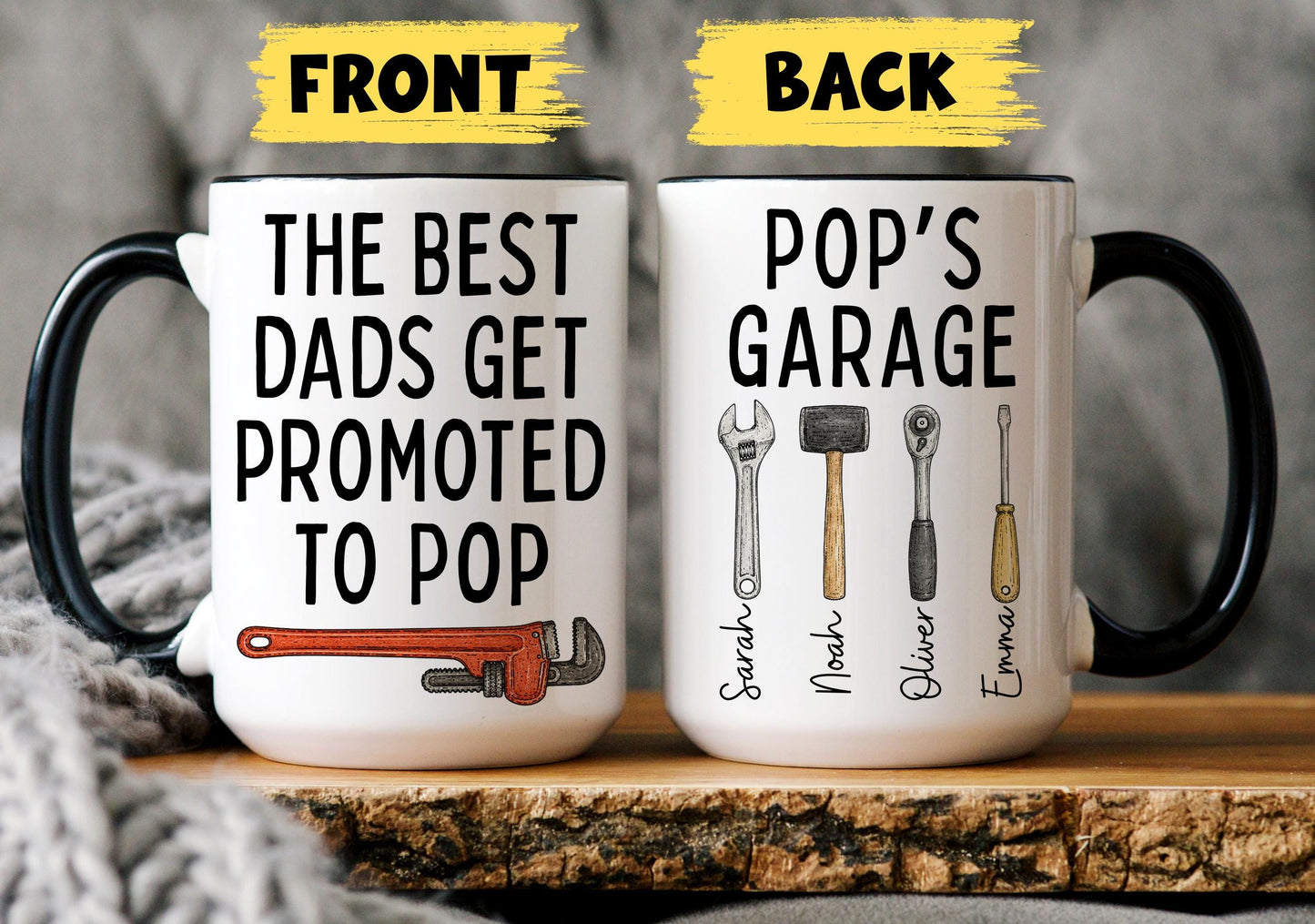 Pop Mug, Personalized Pop Gift, Custom Pop Mug from Grandkids Grandchildren, Pop Birthday Christmas Present, Pop Garage Mug