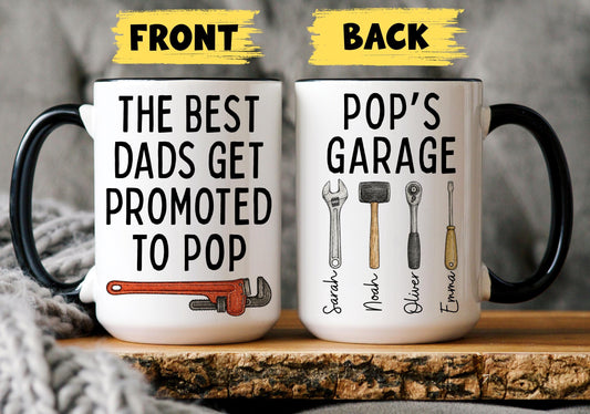 Pop Mug, Personalized Pop Gift, Custom Pop Mug from Grandkids Grandchildren, Pop Birthday Christmas Present, Pop Garage Mug